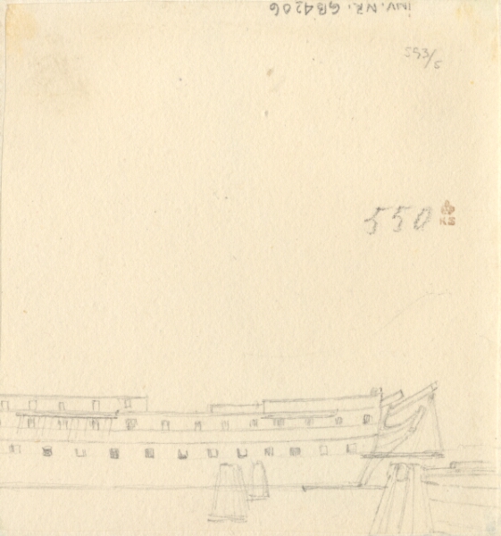 C.W. Eckersberg, Et rids af et linieskibskrog, afskåret.