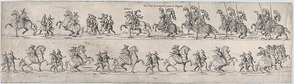 Anonymous, Plate for Giovanni d'avalos d'Aragona, from a series of twelve showing knights and their attendants dressed for a tournament (plate 2)