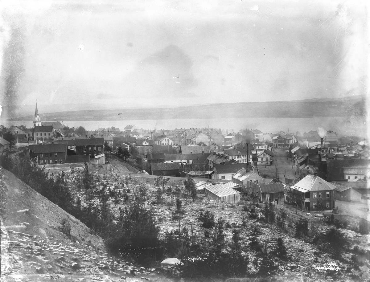 Anders Beer Wilse, Prot: Gjøvik - Panorama fra Hovde 24. Nov. 1902