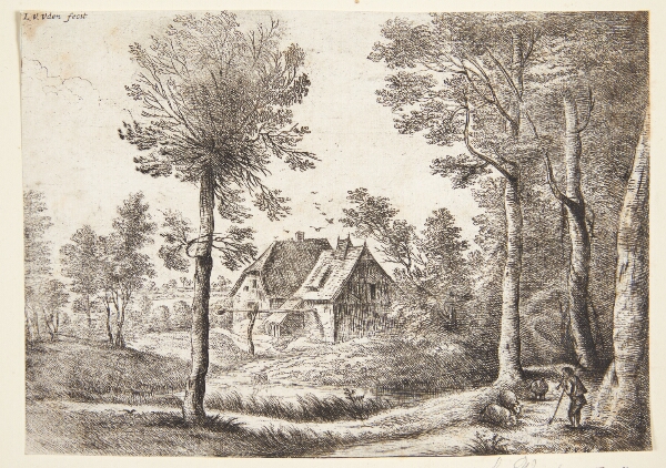 Lucas van Uden, Landskab med to huse og en fårehyrde med en skalmeje