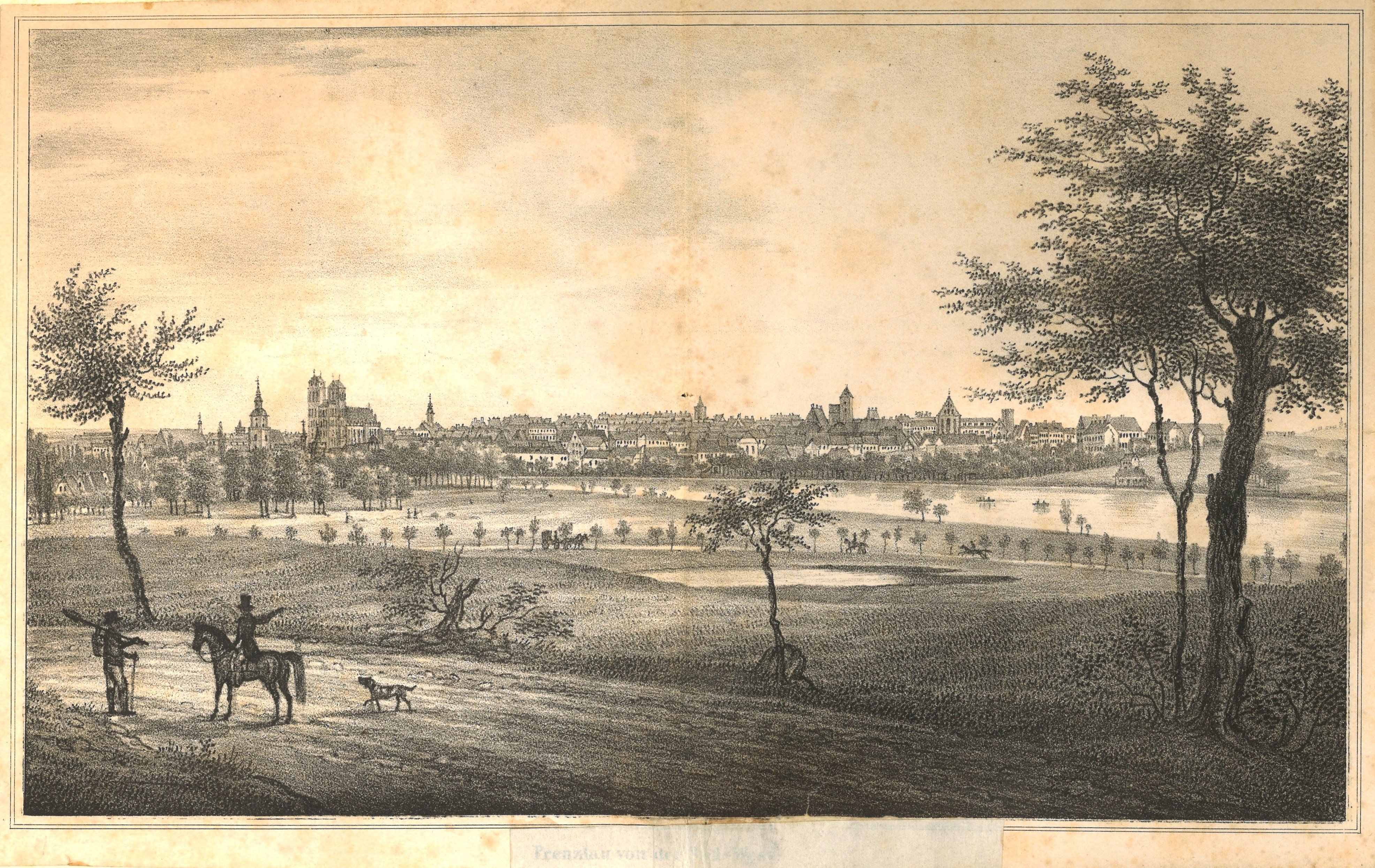 Gustav Frank (Lithograf), Prenzlau: Stadtansicht von Südwesten