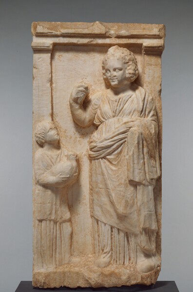 Unknown, Grave Naiskos of Demainete with an Attendant Holding a Partridge