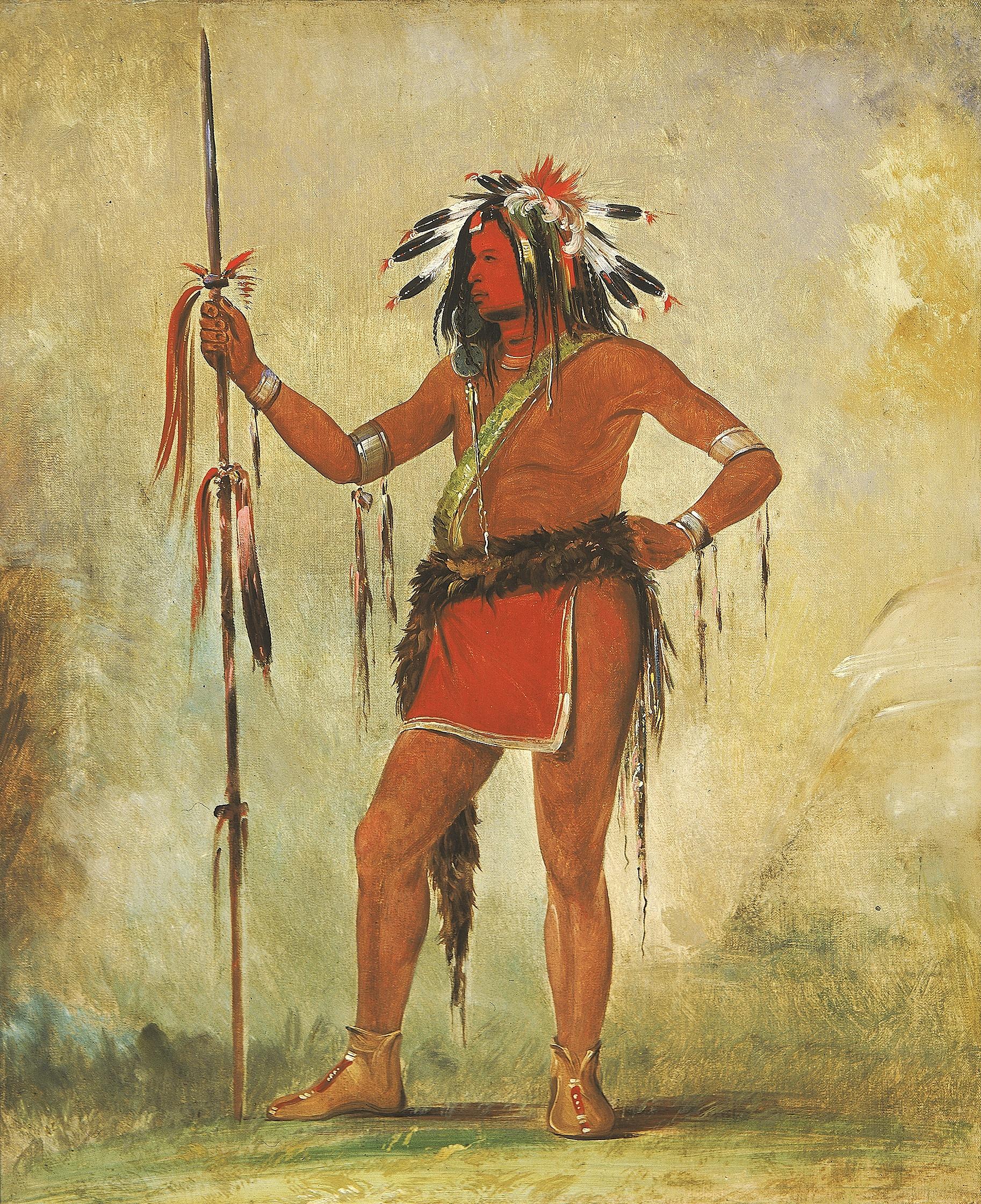 George Catlin, Cáh-be-múb-bee, He Who Sits Everywhere, a Brave