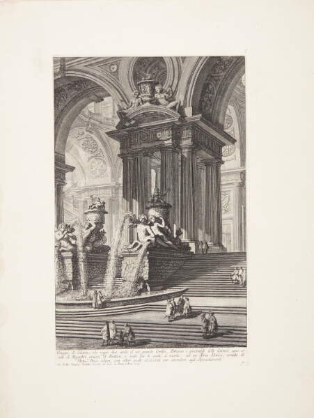 Giovanni Battista Piranesi, Klynge af søjler, som understøtter to buer i en stor gård ...