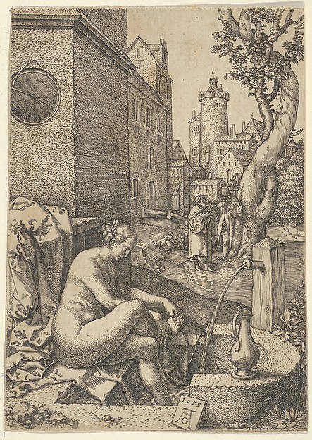 Heinrich Aldegrever, Susanna Surprised by the Elders, from The Story of Susanna