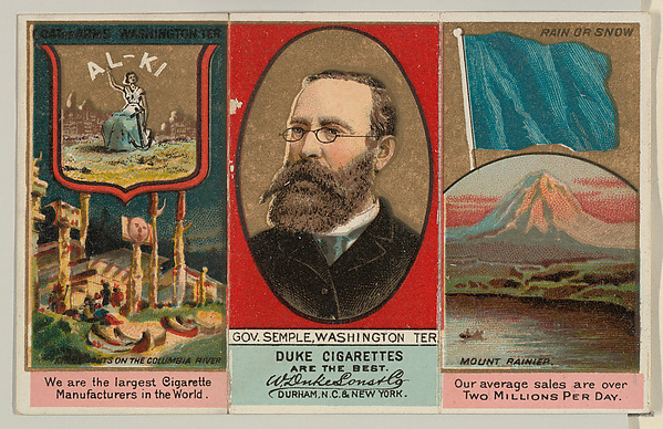 W. Duke, Sons & Co., Governor Semple, Washington Territory, from "Governors, Arms, Etc." series (N133-2), issued by Duke Sons & Co.