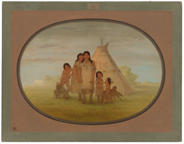 George Catlin, Camanchee Chief's Children and Wigwam