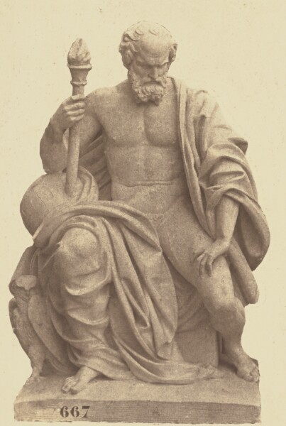 Édouard Baldus, ["La Science", Sculpture by Elias Robert, Decoration of the Louvre, Paris]