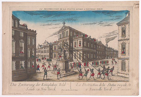 Anonymous, French, 18th century, The Destruction of the Royal Statue at New York on July 9, 1776