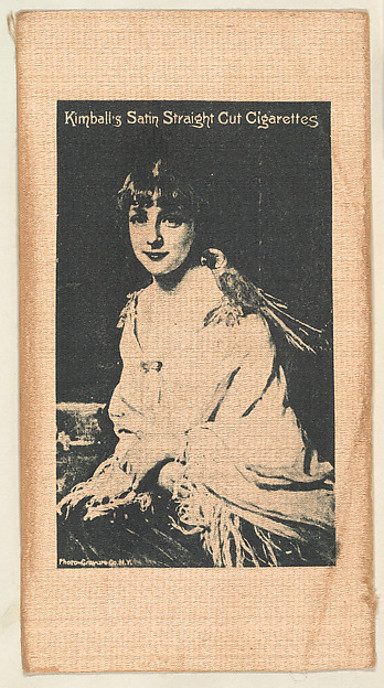 William S. Kimball & Company, Seated woman with bird on shoulder (on brown silk), from the Girl Art Subjects series (N193) issued by Wm. S. Kimball & Co.