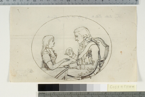 Gerhard Ludvig Lahde, Arveprins Frederik med arveprinsen (Chr. VIII) viser et portræt af den afdøde arveprinsesse Sofie Frederikke