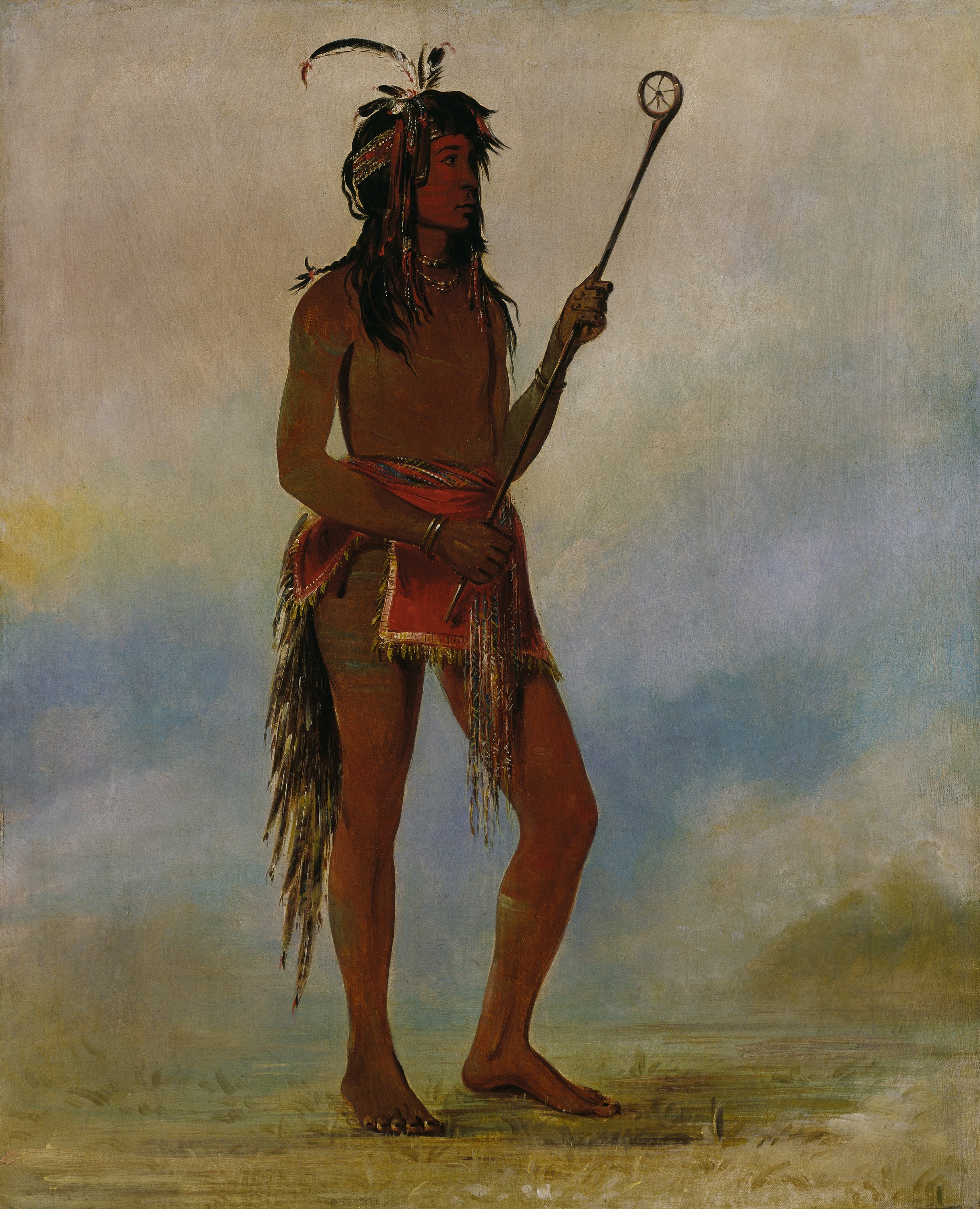 George Catlin, Ah-nó-je-nahge, He Who Stands on Both Sides, a Distinguished Ball Player