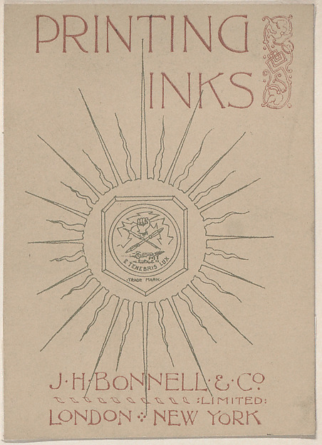 Anonymous, British, 19th century, Trade Card for J. H. Bonnell & Co., Print Ink Seller