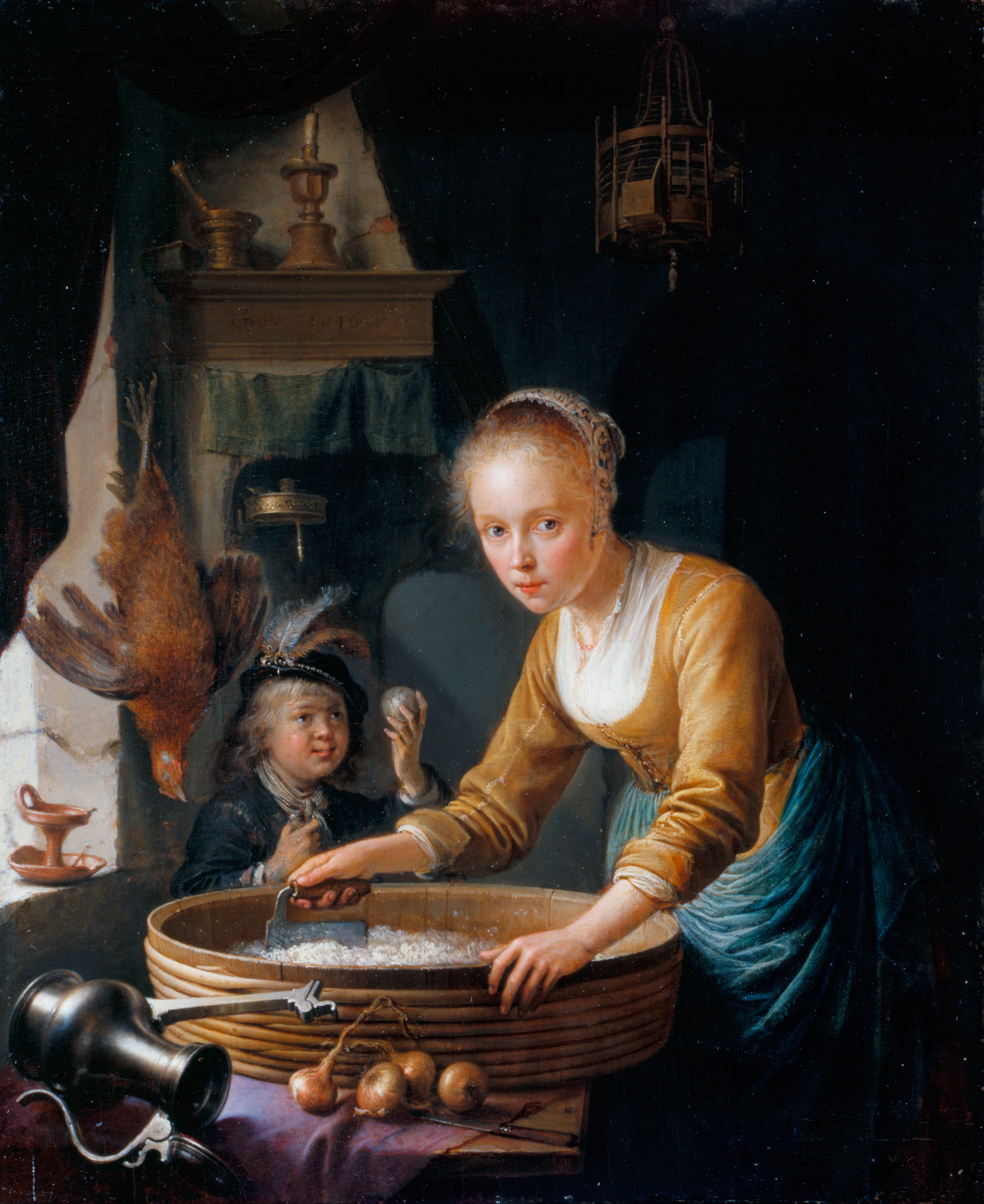Gerrit Dou, Girl chopping Onions