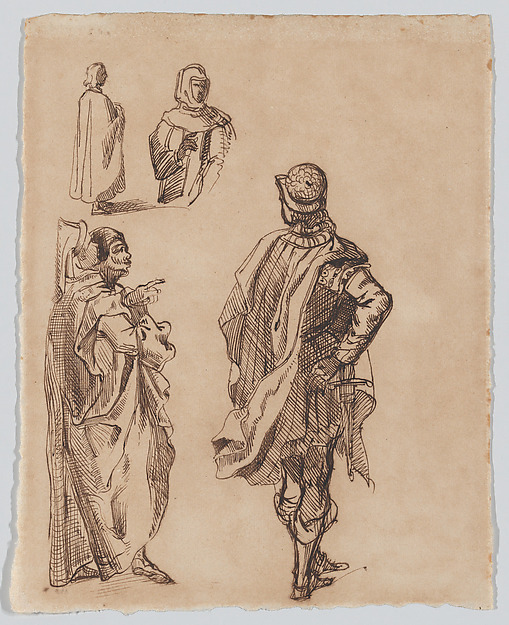 Eugène Delacroix, Five Figures in Medieval Dress