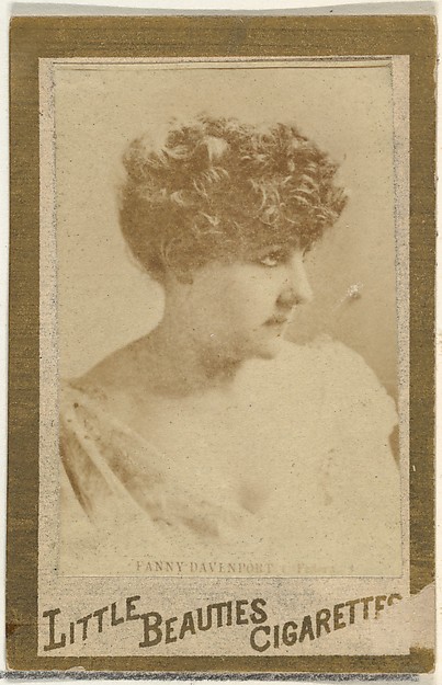 Allen & Ginter, Fanny Davenport, from the Actresses and Celebrities series (N60, Type 1) promoting Little Beauties Cigarettes for Allen & Ginter brand tobacco products