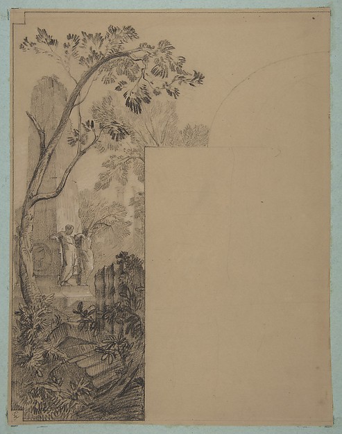Jules-Edmond-Charles Lachaise, Design for mural decoration surrounding a door: landscape with classical ruins