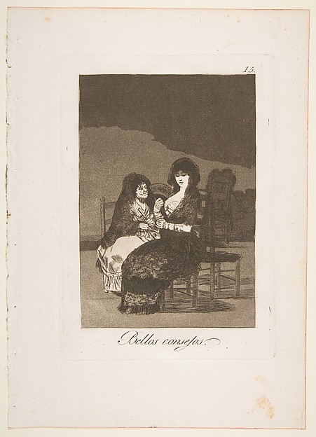 Goya (Francisco de Goya y Lucientes), Plate 15 from "Los Caprichos": A pretty piece of advice (Bellos consejos)