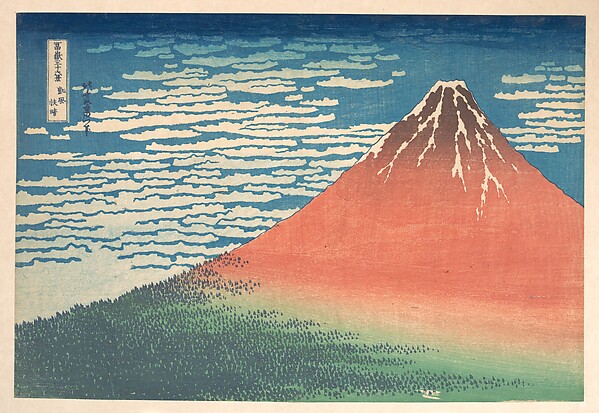 Katsushika Hokusai, South Wind, Clear Sky (Gaifū kaisei), also known as Red Fuji, from the series Thirty-six Views of Mount Fuji (Fugaku sanjūrokkei)