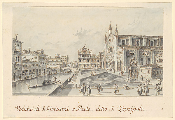 Giacomo Guardi, Campo Santi Giovanni e Paolo, Looking Toward the Scuola di San Marco