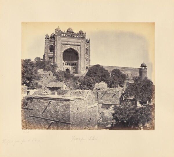 Samuel Bourne, Futtypore Sikri; The Great Gate, from the Village