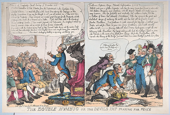 Thomas Rowlandson, The Double Humbug or the Devils Imp Praying for Peace