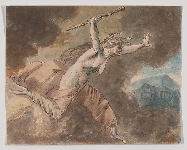 William Hamilton, Envy from Ovid's "House of Envy" (Book II, lines 760-796) (recto); A naked woman (verso)