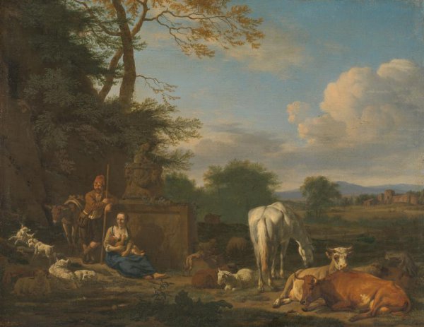 Adriaen van de Velde, Arcadian Landscape with resting Shepherds and Animals