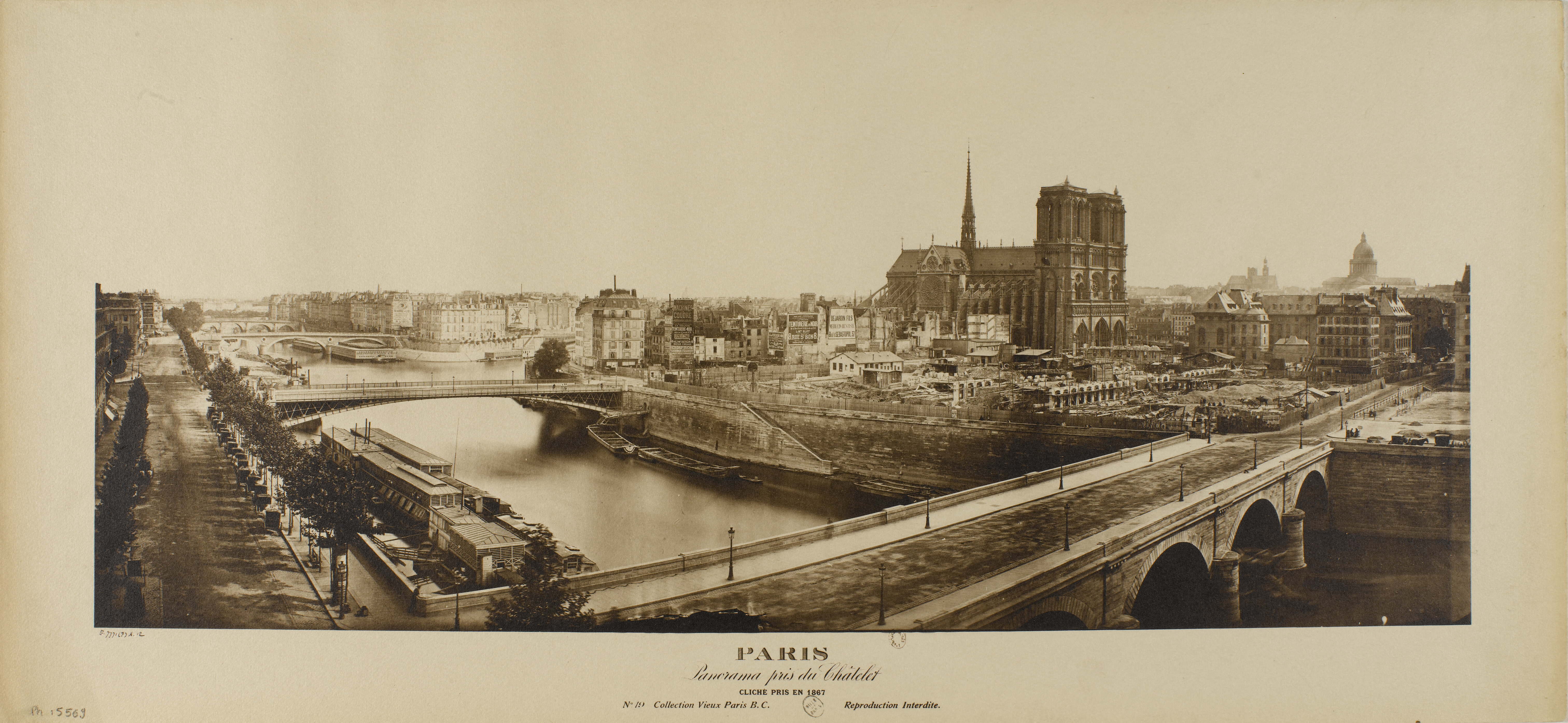 Anonyme, "Paris / Panorama pris du Châtelet / CLICHE PRIS EN 1867 / N°19 Collection Vieux Paris B.C. / Reproduction interdite"