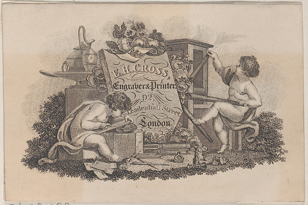 Anonymous, British, 19th century, Trade Card for E.H. Cross, Engraver & Printer