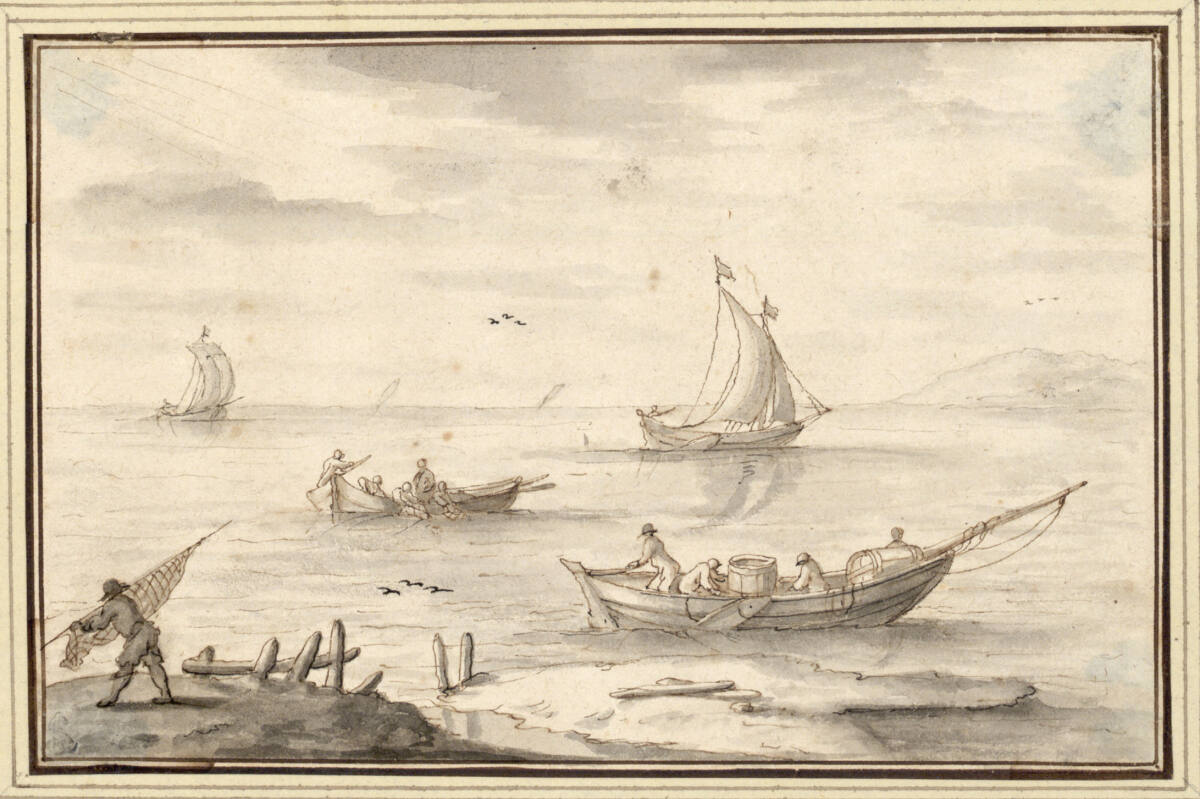 AlbertFlamen, Blick auf das Meer mit Fischerbooten (IV-44)