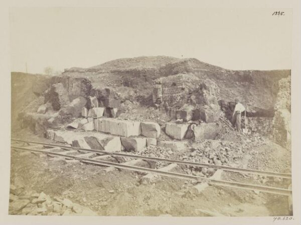Parker, John Henry, Excavations, 1869 - Ruins of Houses of the first century in a street made in the great inner foss of Servius Tullius, with the backs of them built into his Agger, (destroyed in 1870)