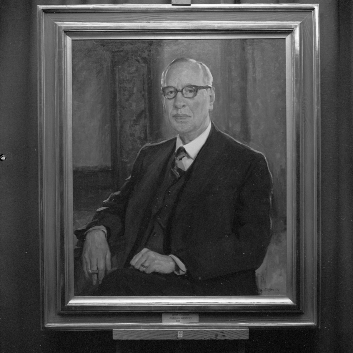 Uppsala-Bild, Gustav Adolfs Akademien, oljemålning föreställande Jöran Sahlgren, Uppsala 1959