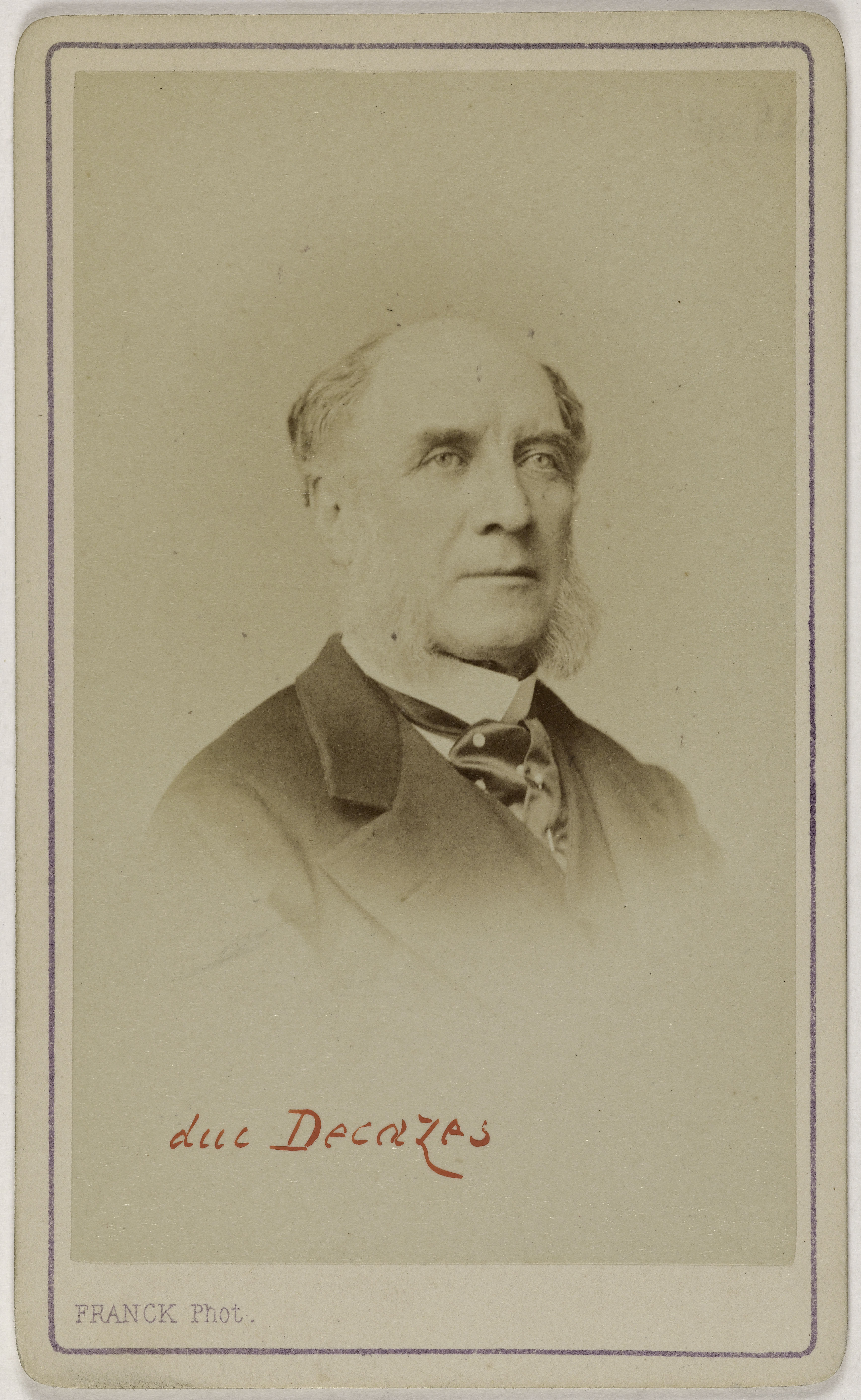 Franck, Portrait de Louis- Charles-Amanieu Decazes, Duc de Glucksberg (1819-1886), (diplomate, homme d'Etat)