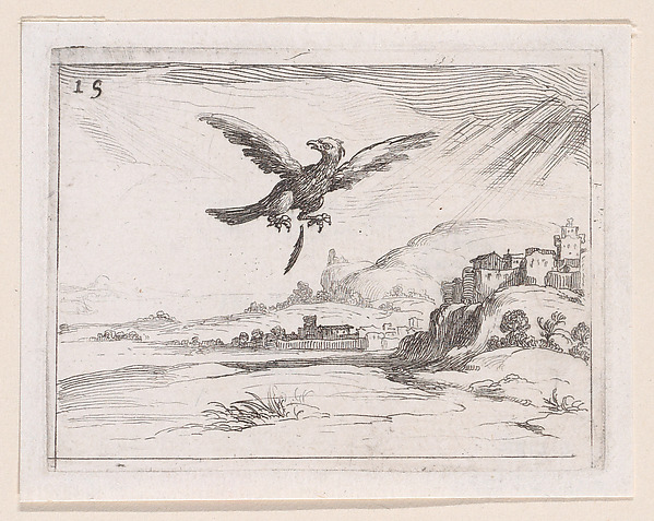 Jacques Callot, Un Aigle Jetant une Vieille Plume (An Eagle Dropping an Old Feather), plate 15 from "Lux Claustri ou La Lumière du Cloitre" (The Light of the Cloisters)