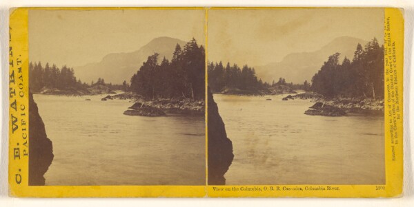 Carleton Watkins, View on the Columbia, O.R.R. Cascades, Columbia River.