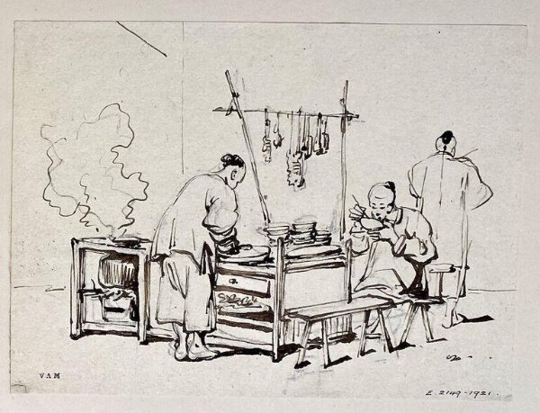 George Chinnery, Chinese figures at a foodstall