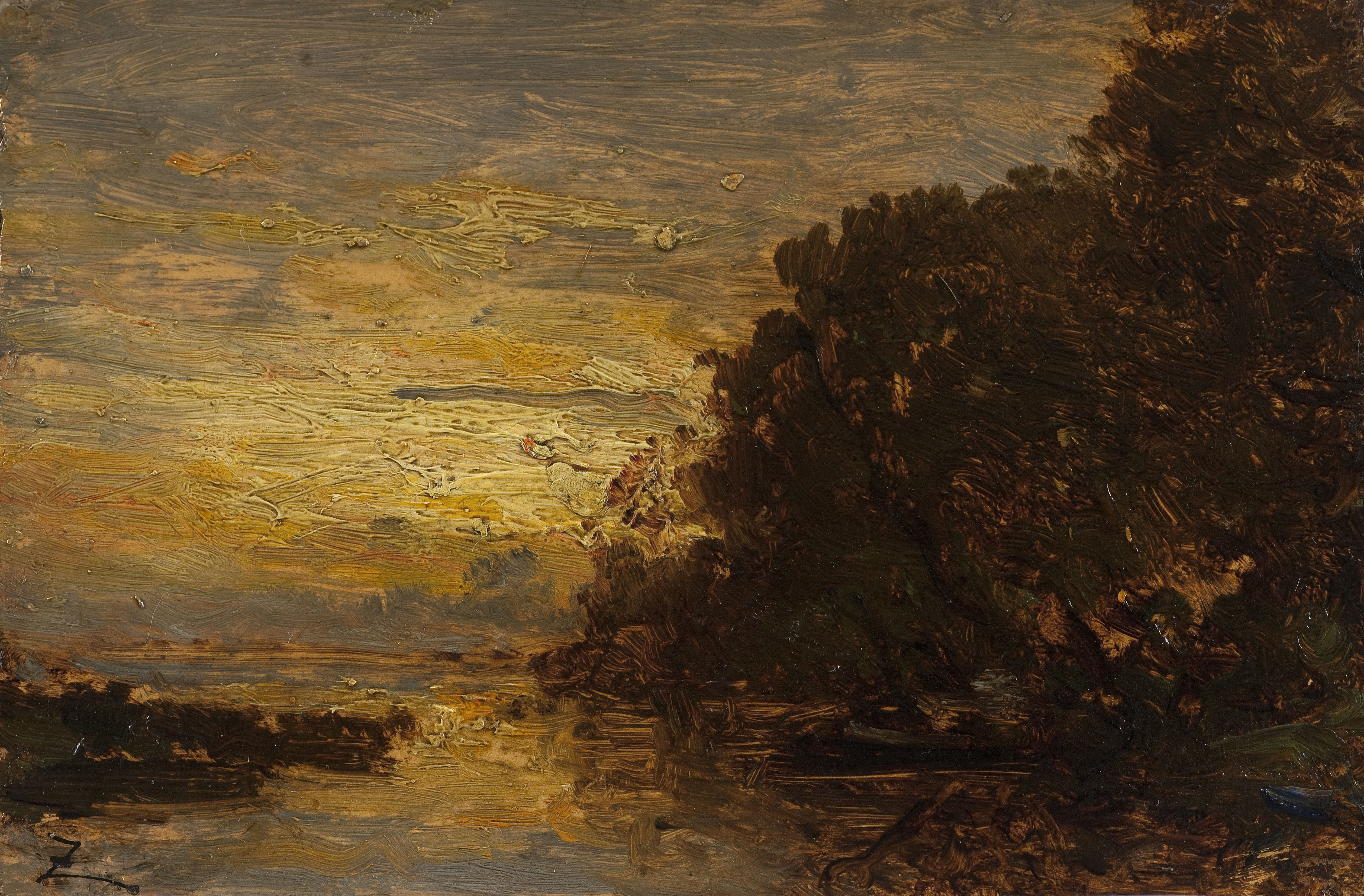 Félix Ziem, La Seine à Billancourt, coucher de soleil