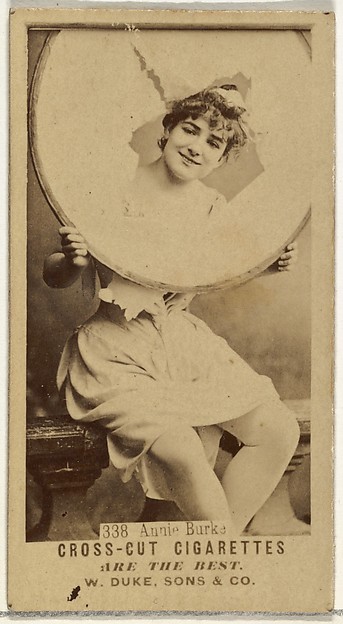 W. Duke, Sons & Co., Card Number 338, Annie Burks, from the Actors and Actresses series (N145-3) issued by Duke Sons & Co. to promote Cross Cut Cigarettes