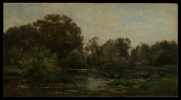 Charles-François Daubigny, A River Landscape with Storks