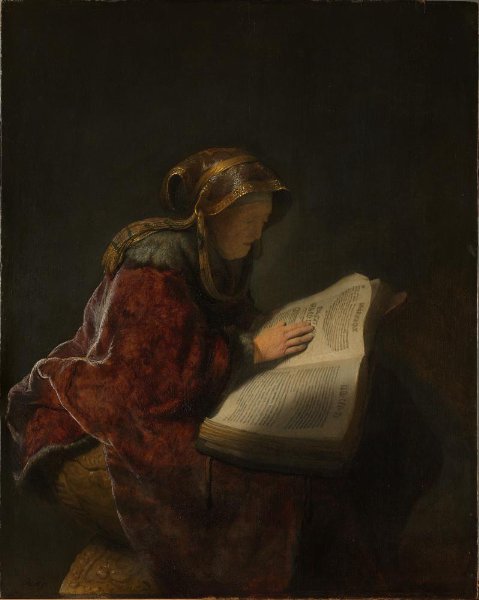Rembrandt van Rijn, Old Woman Reading, Probably the Prophetess Anna