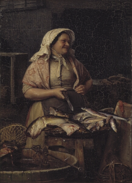 Carl Bloch, En kone, der sælger fisk