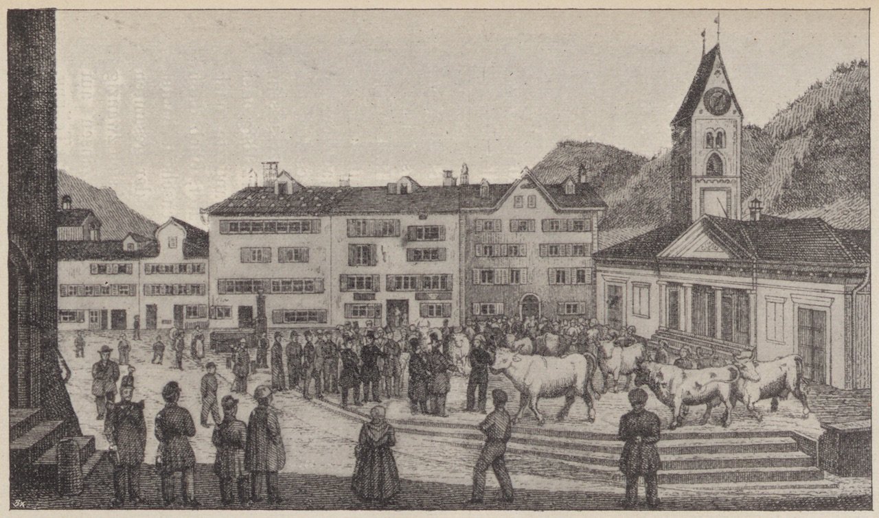 Unknown artist, Abbildung eines Lichtdrucks vom Spielhof zu Glarus
