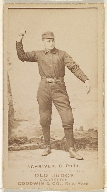 Goodwin & Company, William Frederick "Pop" Schriver, Catcher, Philadelphia, from the Old Judge series (N172) for Old Judge Cigarettes