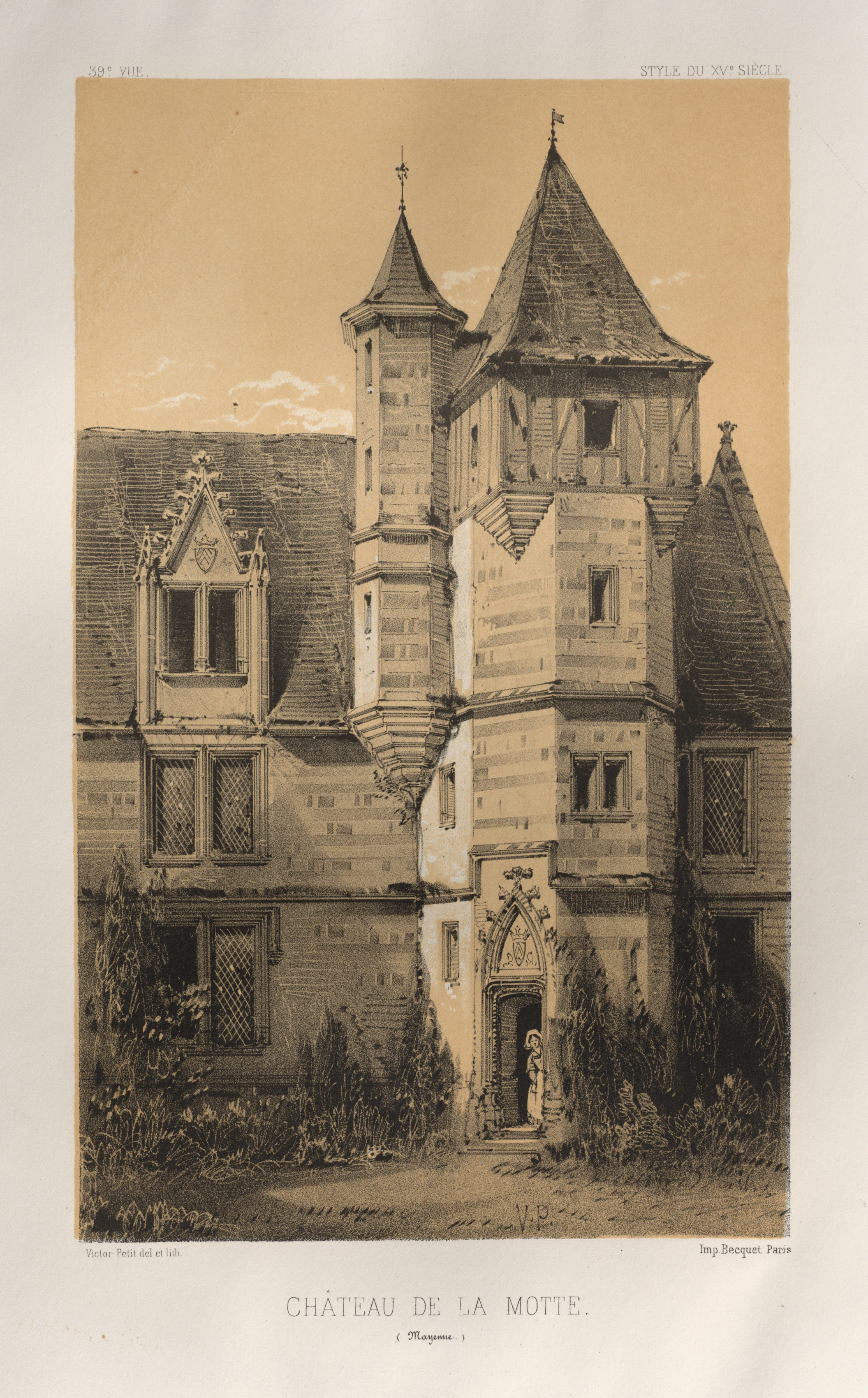 Victor Petit, Architecture Pittoresque ou Monuments des xveme. Et xvieme. Siecles: Chateaux De France des XV et XVI Siecles: Pl. 39, Château De La Motte (Mayenne)