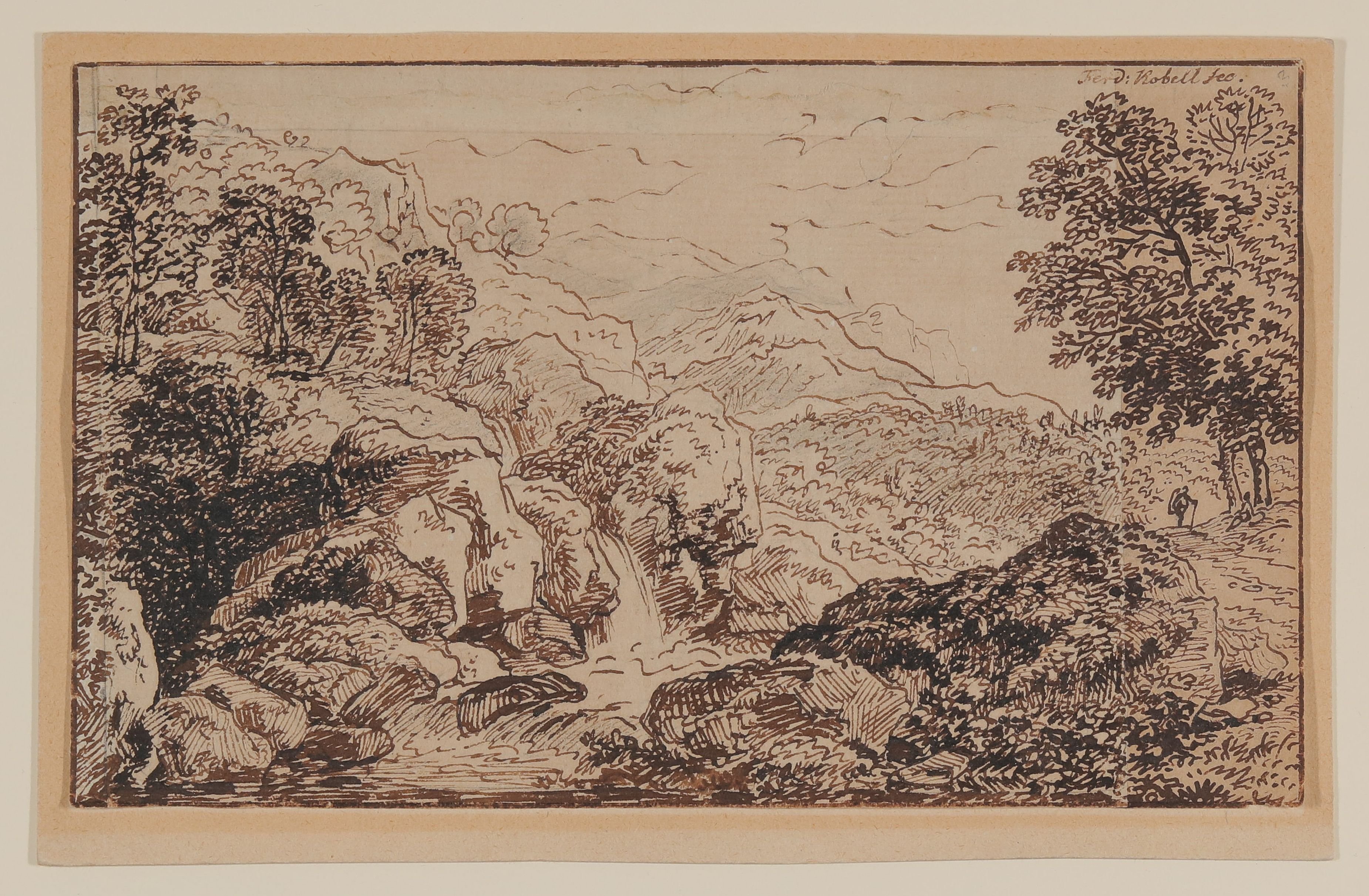 Ferdinand Kobell, Felslandschaft mit Wasserfall