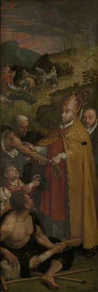 Ambrosius Francken I, Saint Eligius of Noyon Assists the Lame and Buries the Dead