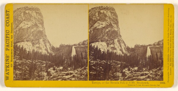 Carleton Watkins, Yowiye, or the Nevada Fall, 700 feet, Yosemite Valley, Mariposa County, Cal.