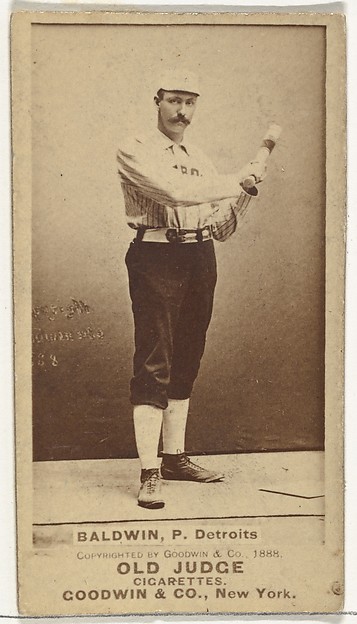 Goodwin & Company, Charles B. "Lady" Baldwin, Pitcher, Detroit Wolverines, from the Old Judge series (N172) for Old Judge Cigarettes