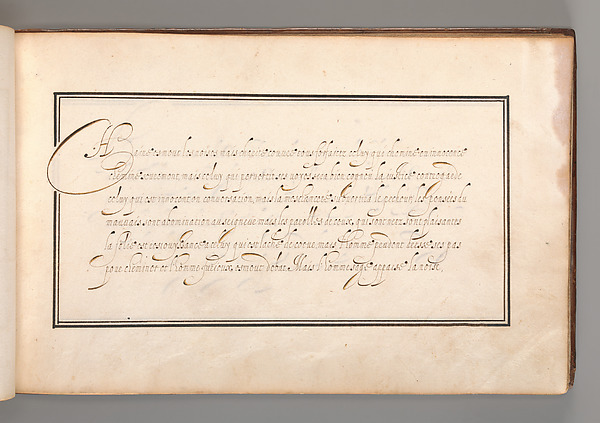 Anonymous, Calligraphic Exercise in French (Cursive Script)